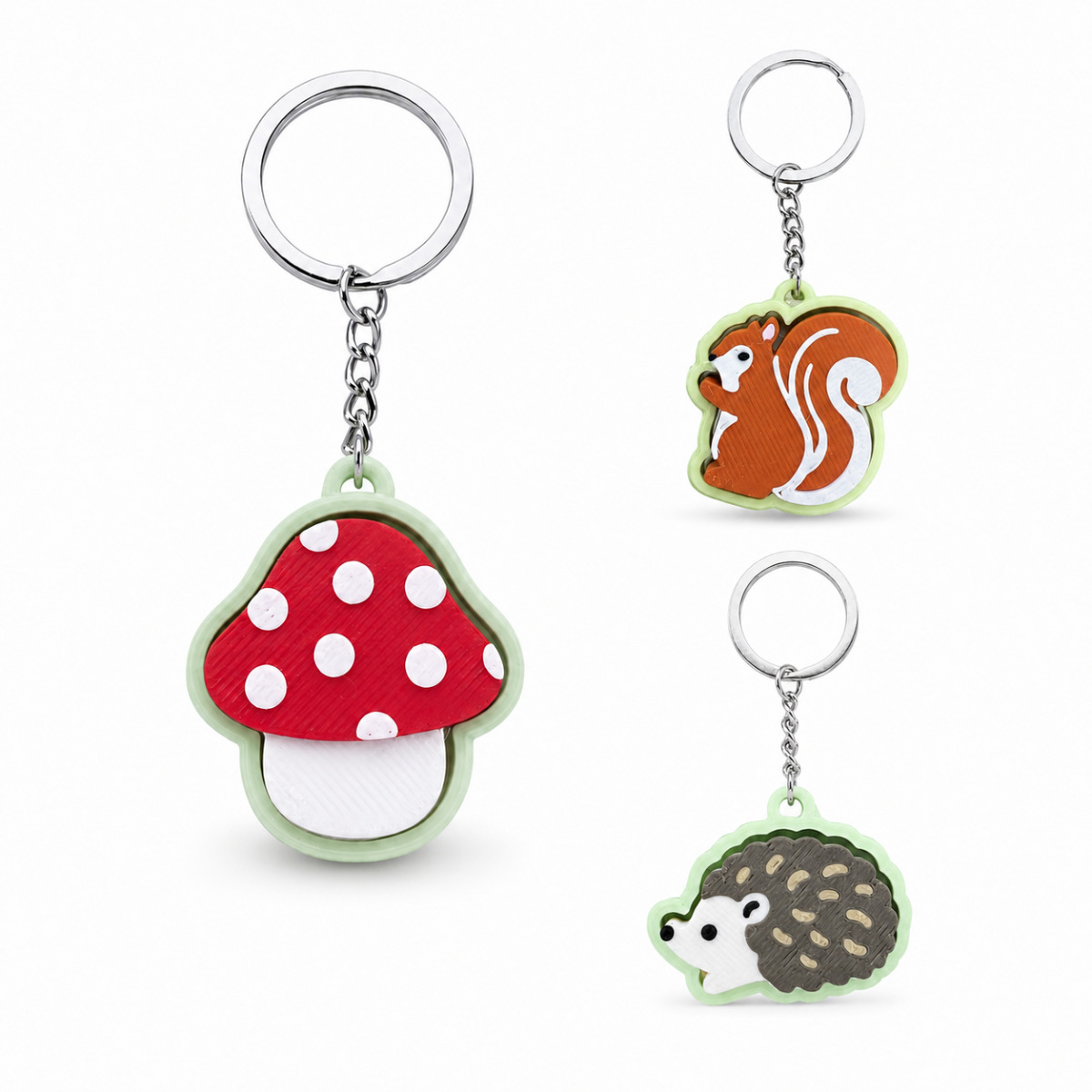 3D-Printed Forest Animal Series Stress-Relief Keychain Charms