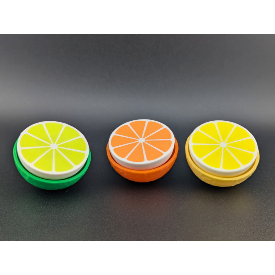 D-printed realistic citrus fruit "clicker" button