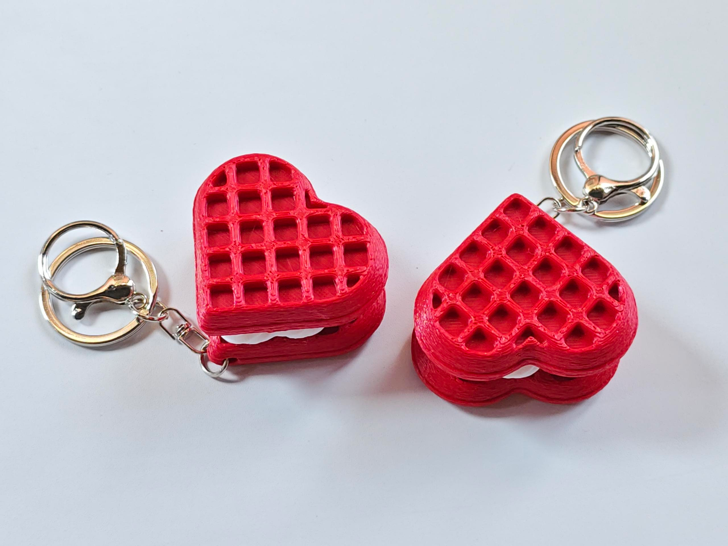 3D-printed Heart-shaped Waffle Keychain