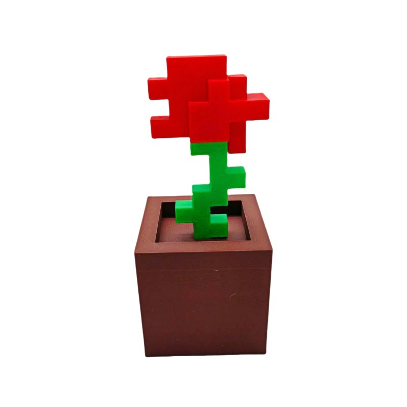 3D-printed Minecraft potted plant (pixel style)