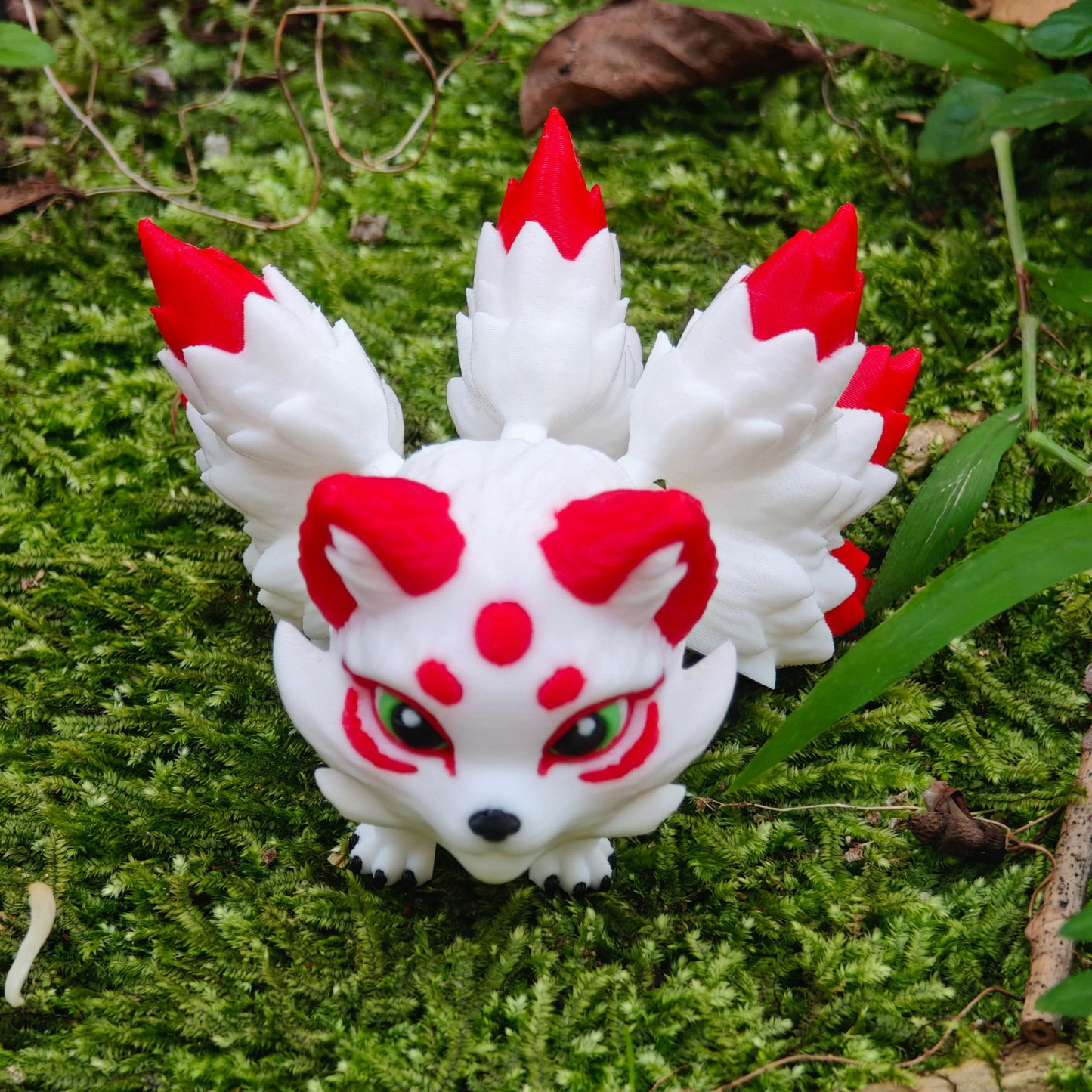 3D-printed cute nine-tailed fox figure