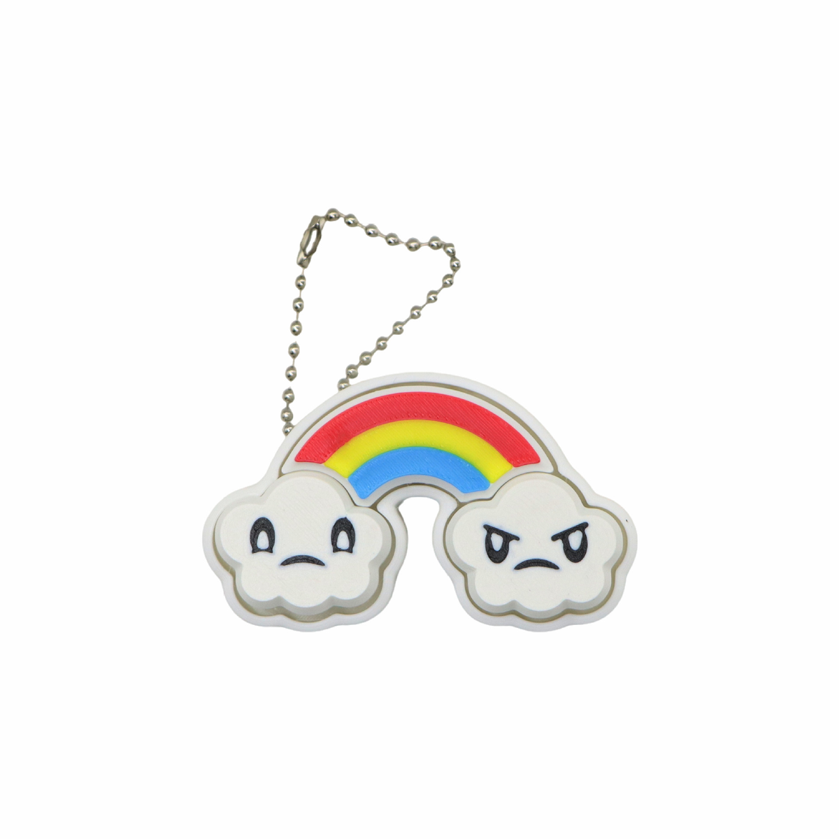 3D-Printed Rainbow Cloud Clicker Keychain Charm