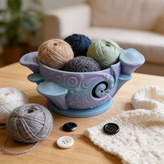 3D-printed iridescent yarn/crochet hook storage container