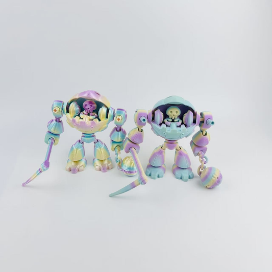 3D-printed colorful robot scythe