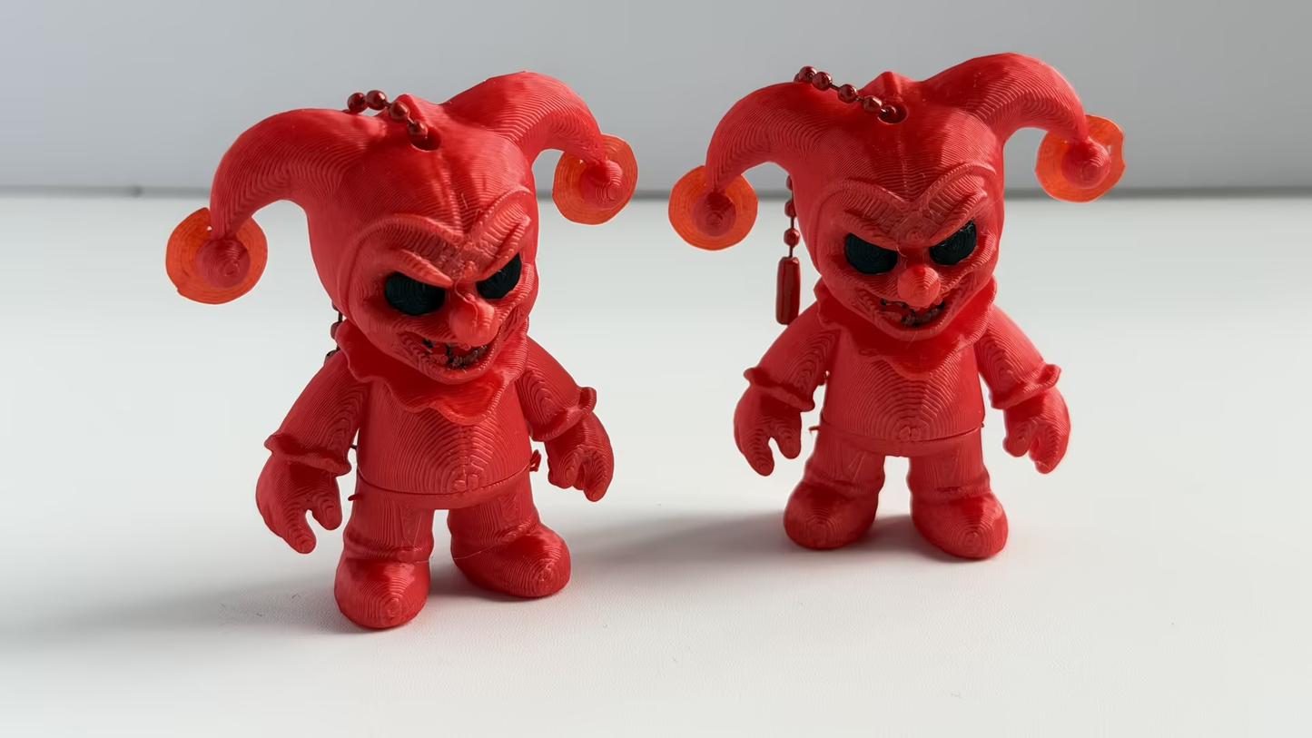 3D-printed red imp keychain/ornament