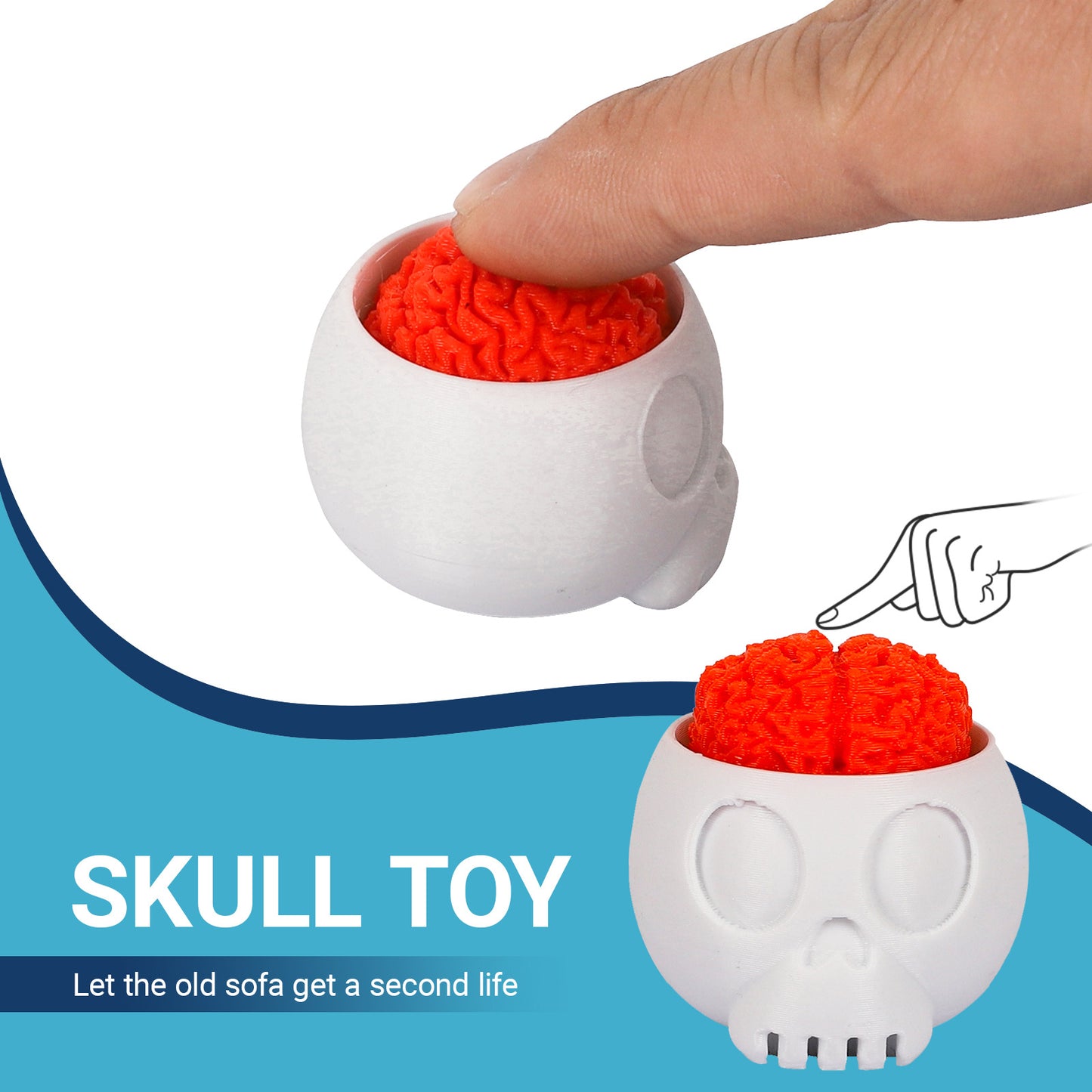 3D-Printed Halloween Skull Novelty Stress-Relief Button