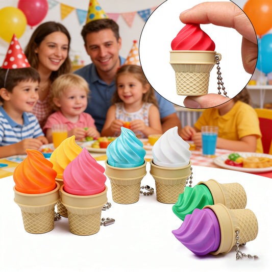 3D-Printed Ice Cream Cone Stress-Relief Keychain
