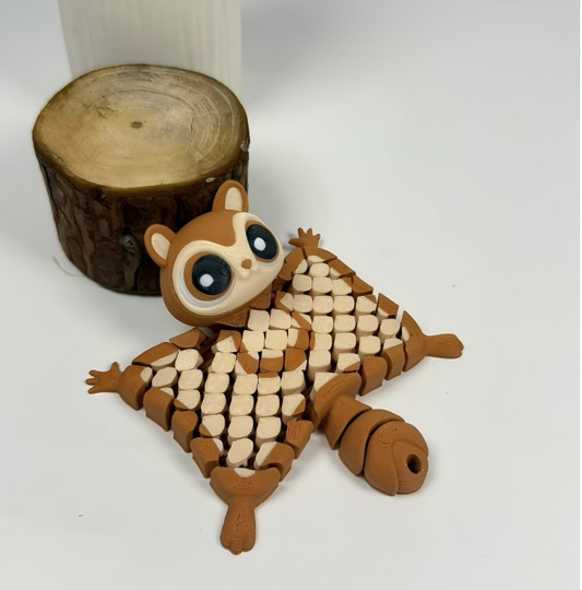 3D-printed articulated flying squirrel keychain charm