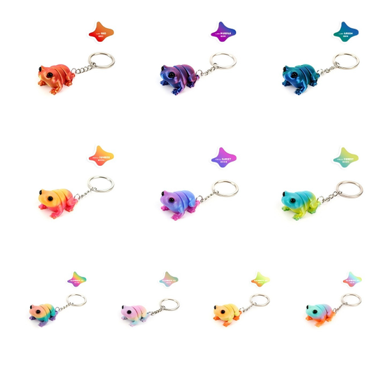 3D-printed frog keychain charm