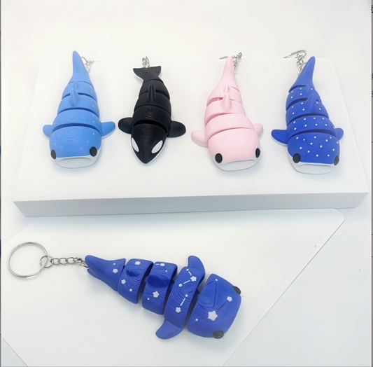 3D-printed whale keychain charm