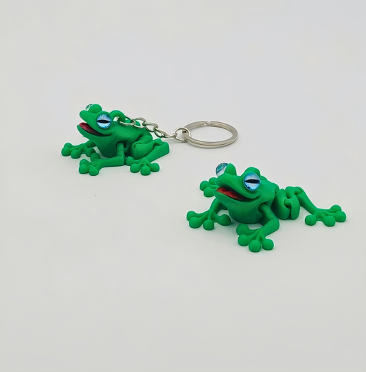 3D-printed frog keychain charm