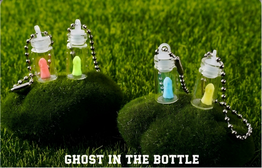 3D-printed glow-in-the-dark "ghost in a bottle" keychain charm