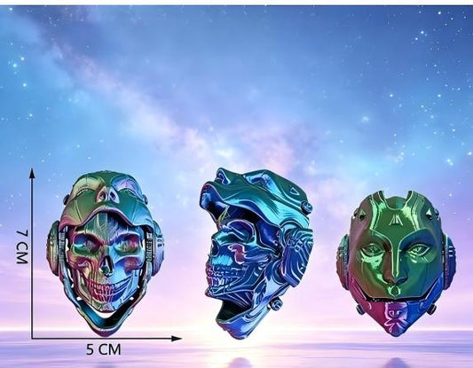 3D printed Halloween articulated skull-robot mask keychain