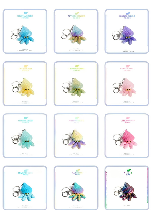 3D-printed hermit crab keychain charm