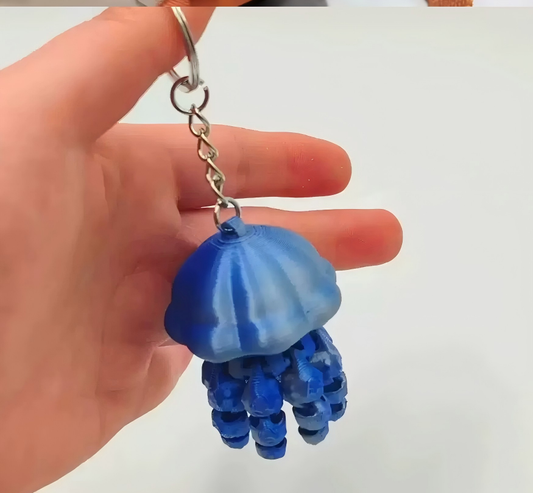 3D-printed jellyfish-shaped keychain charm
