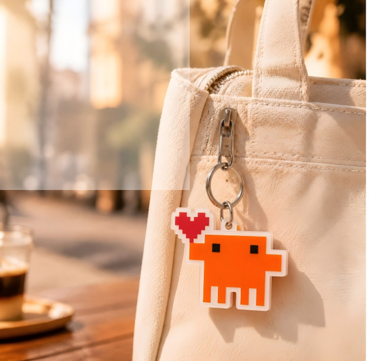 3D-printed programmer-themed keychain charm