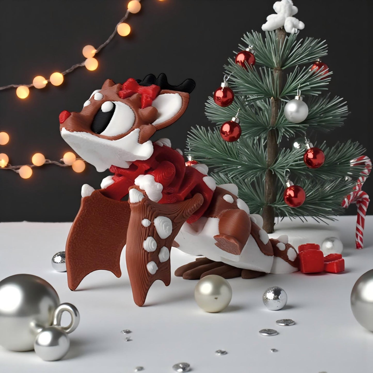 3D Printed Colorful PLA Christmas Reindeer-Dragon
