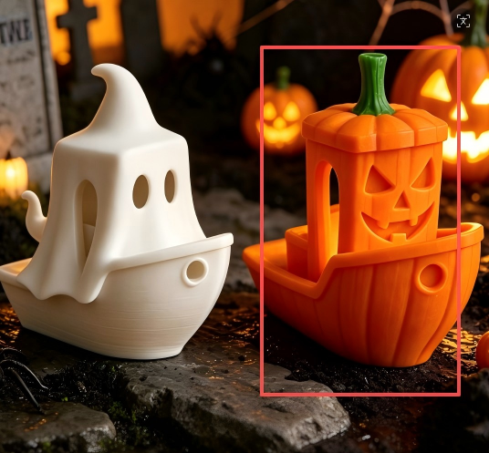 3D printed Halloween pumpkin boat figurine