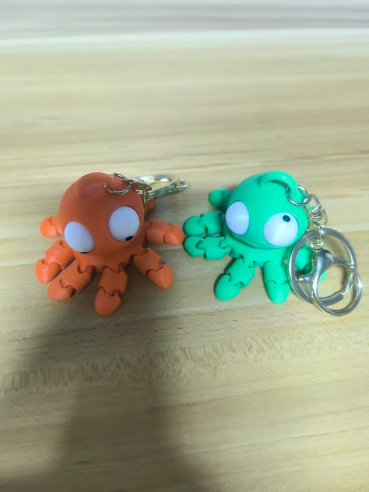 3D-printed small octopus keychain charm