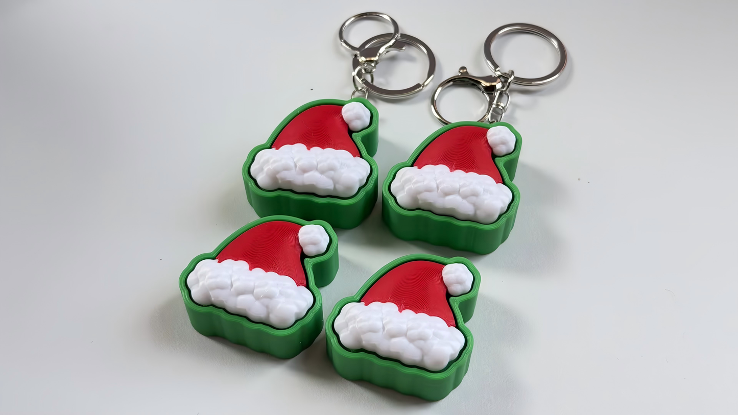 3D-printed Christmas-themed keycap-style keychain