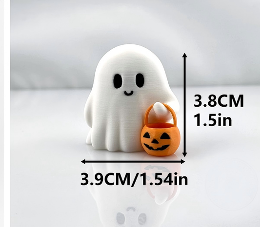 3D printed Halloween little ghost and pumpkin figurine