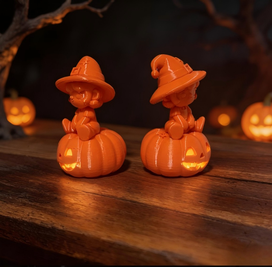 3D printed Halloween pumpkin girl figurine