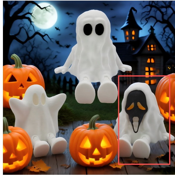 3D printed Halloween articulated ghost home decor