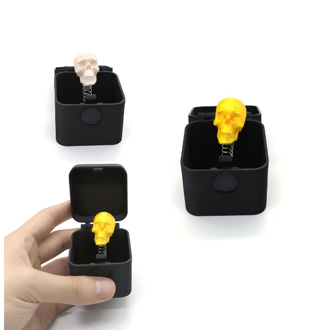 3D printed skull-in-a-box keychain