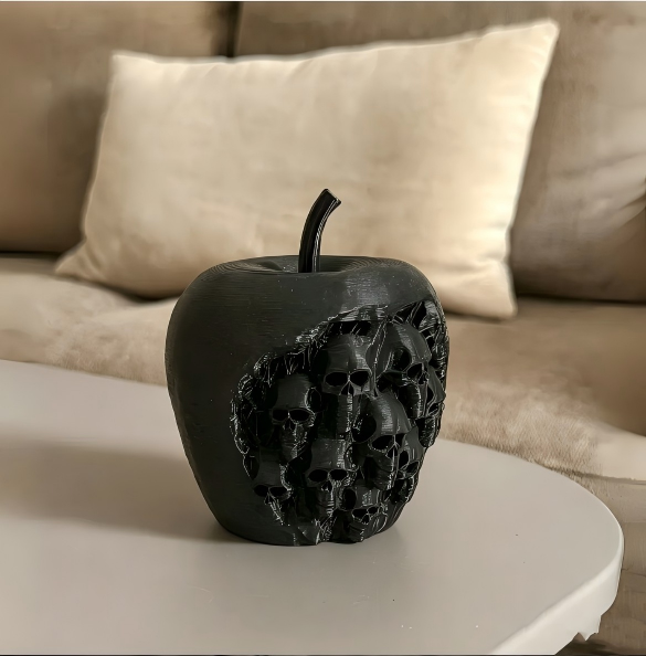 3D printed trendy skull-apple figurine