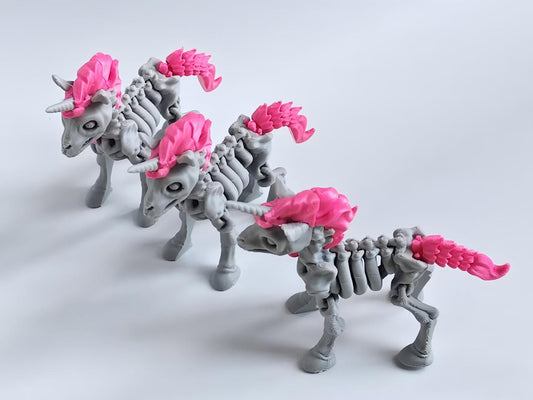 3D-printed skeleton unicorn figurine