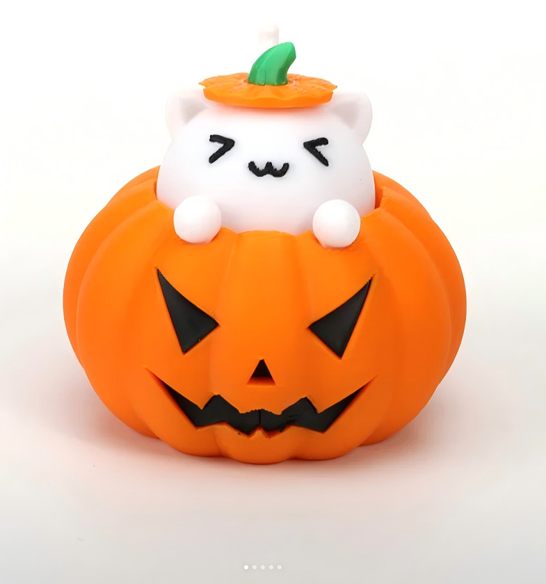3D-Printed Halloween cute cat  Pumpkin Ornament