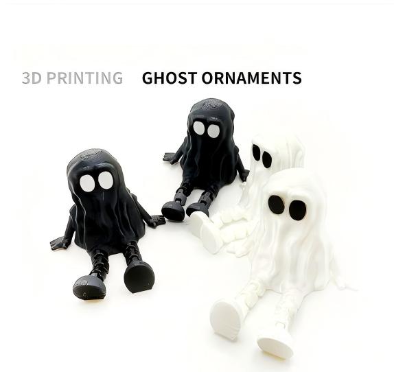 3D-printed Halloween ghost ornament with articulated joints