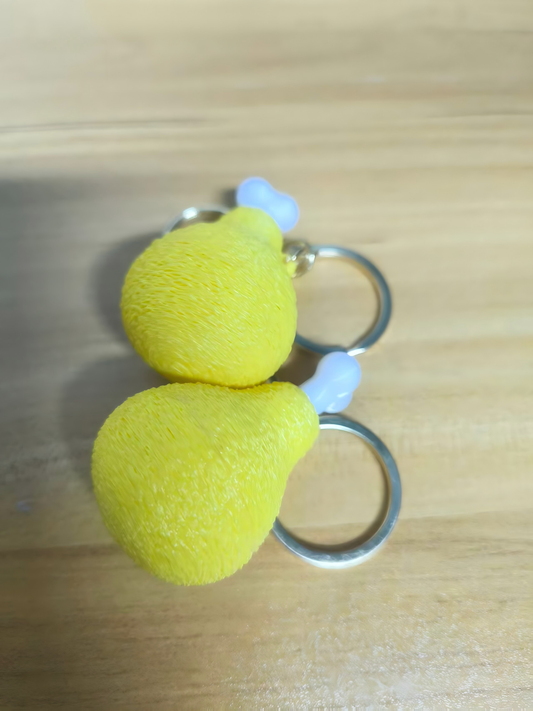 3D-printed chicken leg keychain charm