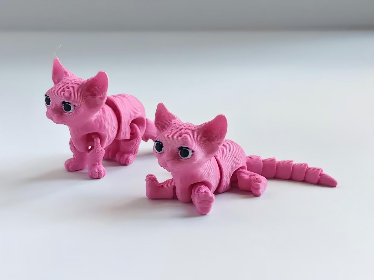 3D-printed pink kitten figurine