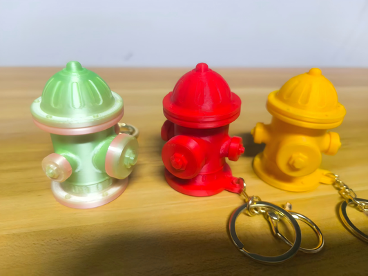 3D-printed fire hydrant face keychain charm