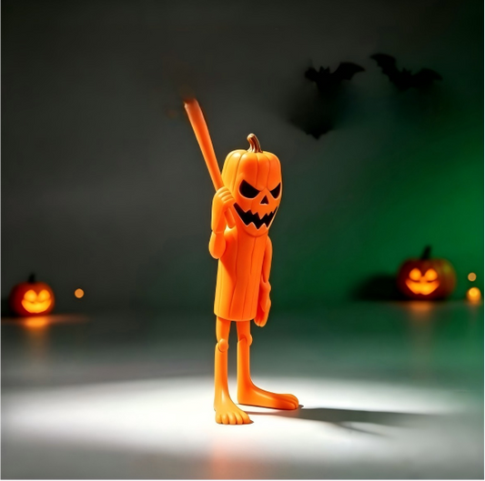 3D-printed pumpkin-headed stick figure ornament