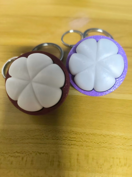 3D-printed mangosteen keychain charm