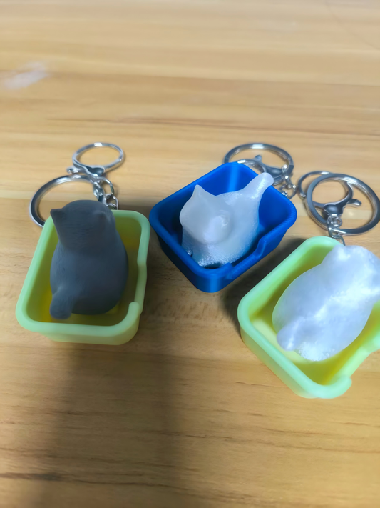 3D-printed cat keychain charm