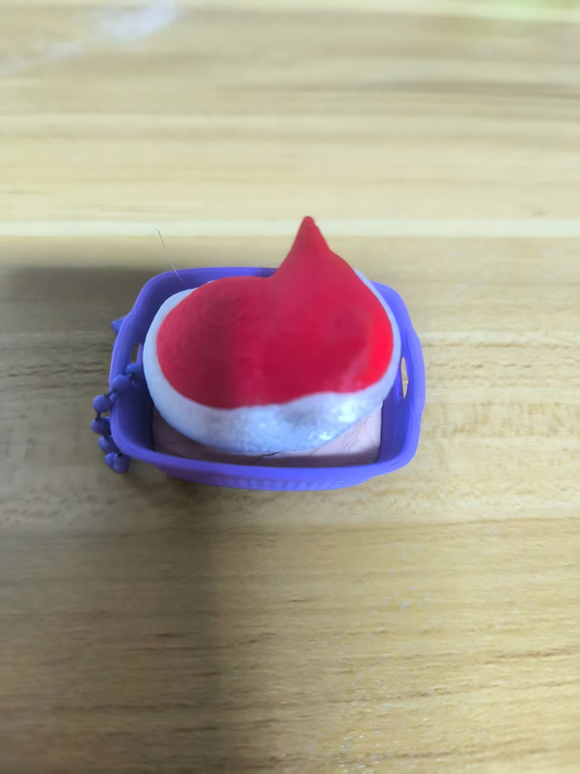 3D-printed color-blocked cat keychain charm