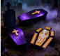 3D-printed Grim Reaper, coffin, and skull ornament