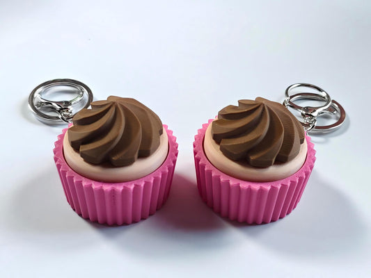3D-printed cupcake keychain charm