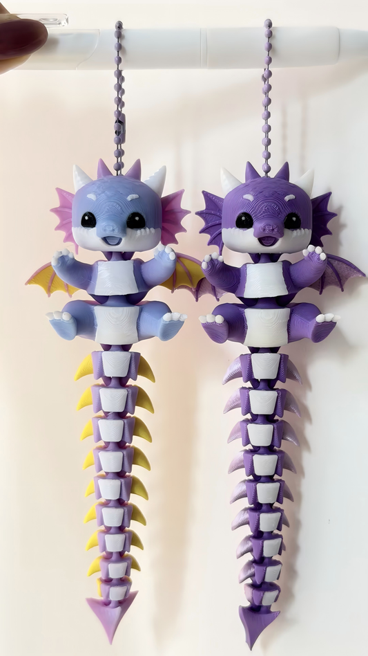 3D printed cartoon flying dragon keychain charm