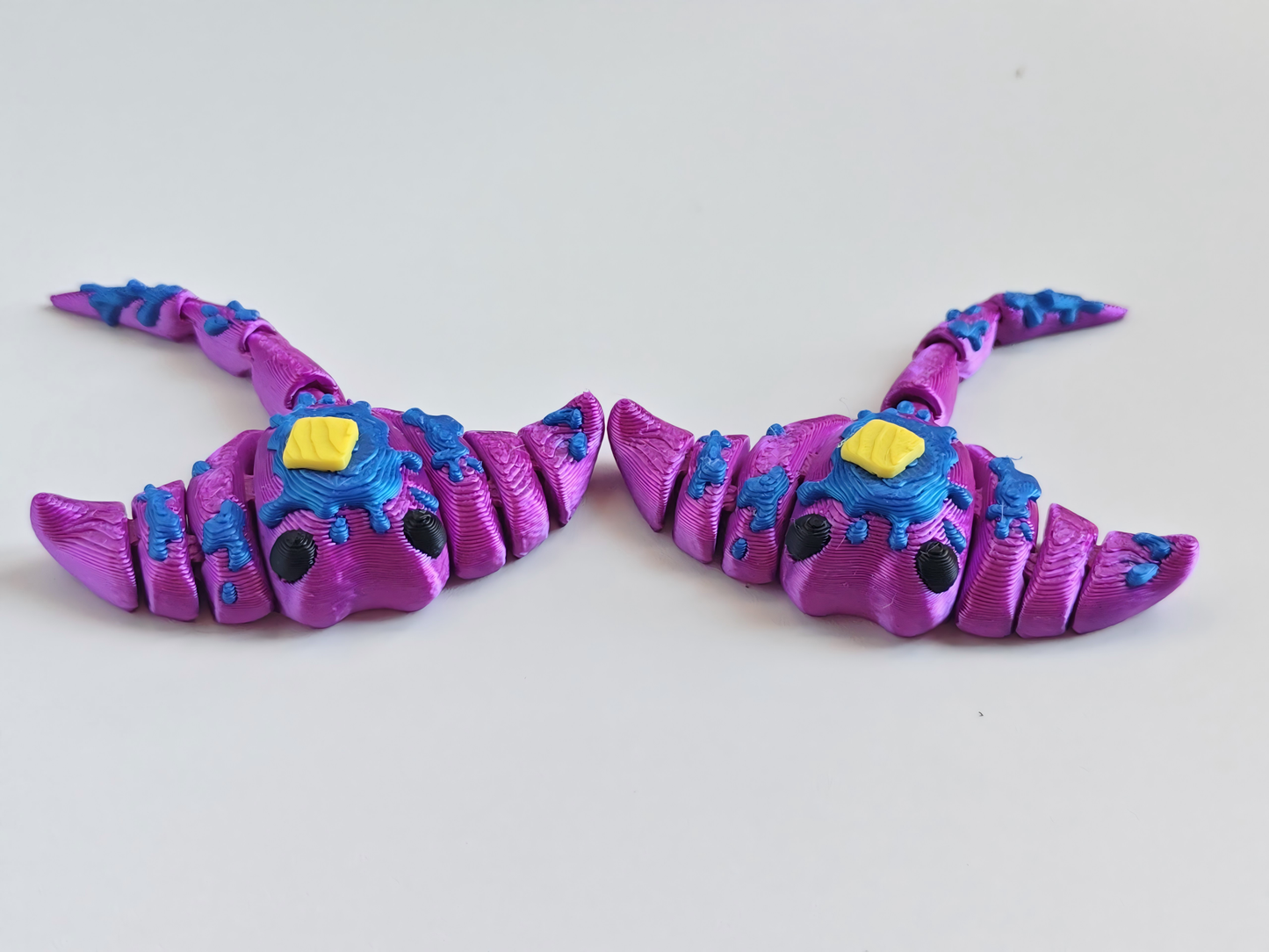 3D-printed purple manta ray figurine
