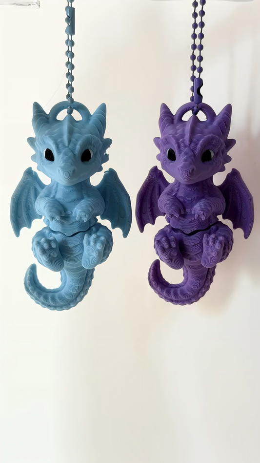 3D printed flying dragon keychain charm