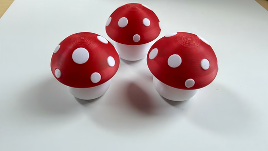 3D-printed mushroom-shaped keycap-style clicker