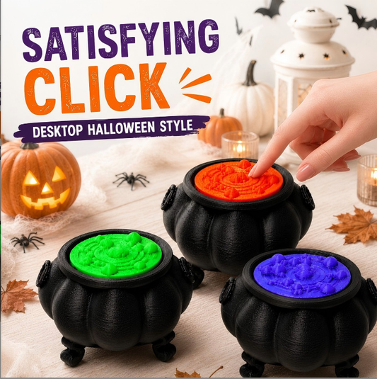 3D-printed black witch's cauldron keychain charm